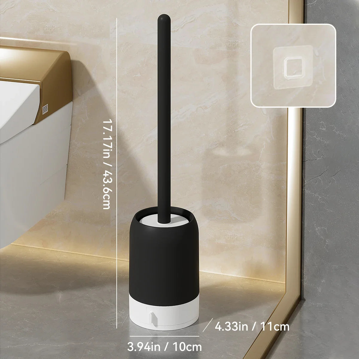 Punch-Free Wall Mounted Toilet Brush with Drainable Base Long Handle Plastic Toilet Cleaning Brush Bathroom Accessories