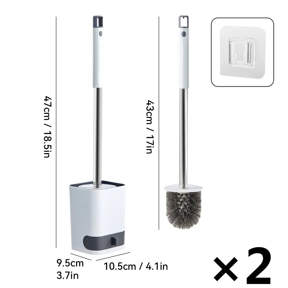 Punch-Free Wall Mounted Toilet Brush with Drainable Base Long Handle Plastic Toilet Cleaning Brush Bathroom Accessories