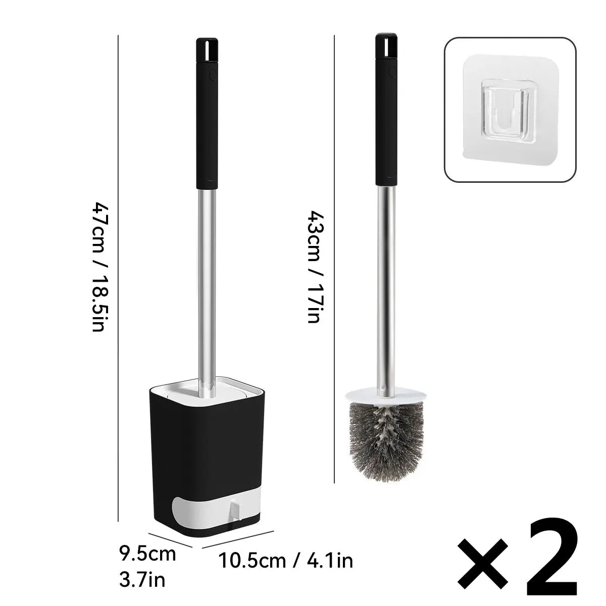 Punch-Free Wall Mounted Toilet Brush with Drainable Base Long Handle Plastic Toilet Cleaning Brush Bathroom Accessories