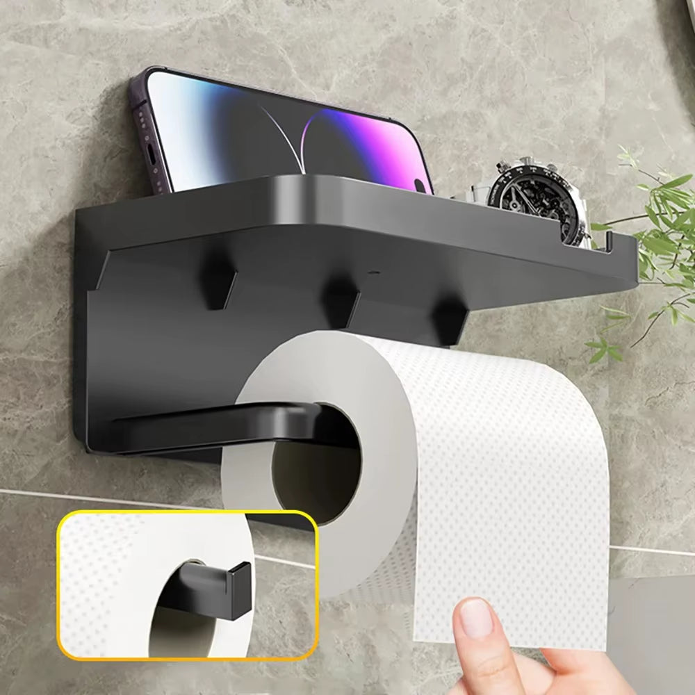 1PC Toilet Paper Holder Wall Mounted Rustproof Thickened Paper Towel Holder Plastic Storage Rack Kitchen Bathroom Accessories