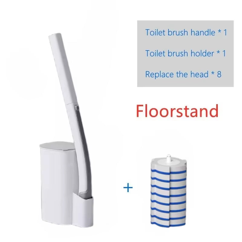 Disposable Toilet Brush Cleaner Bathroom Cleaning Brush with Replaceable Brush Head Toilet Cleaning Tool Kit Wc Home Accessories