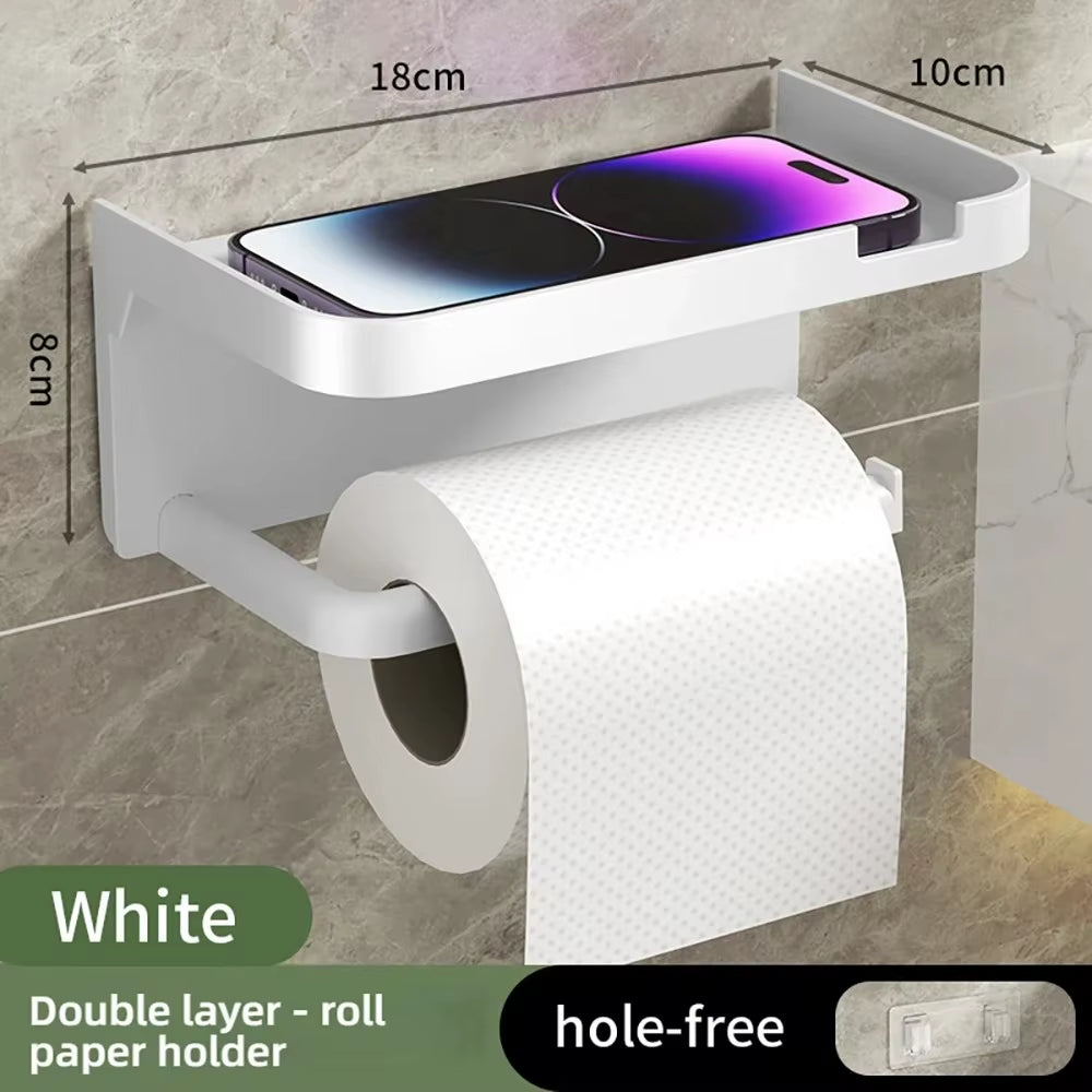 1PC Toilet Paper Holder Wall Mounted Rustproof Thickened Paper Towel Holder Plastic Storage Rack Kitchen Bathroom Accessories